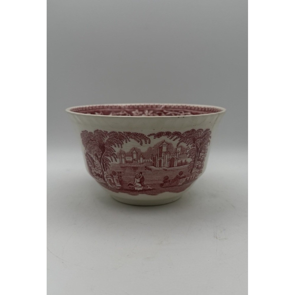 Mason's Vista Red Transferware Open Sugar Bowl Ironstone England Vintage